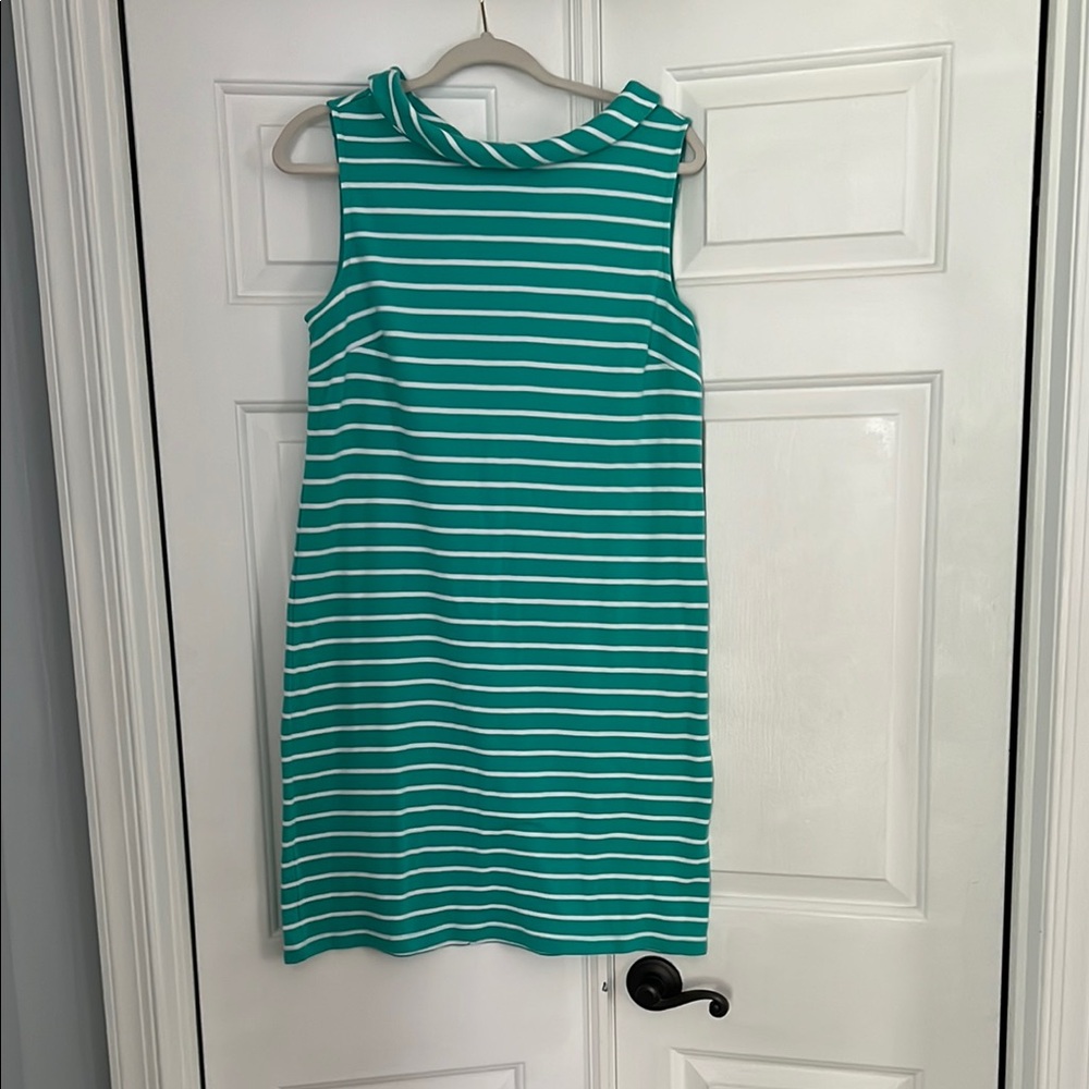 Talbots Striped Sleeveless Dress - Green and White